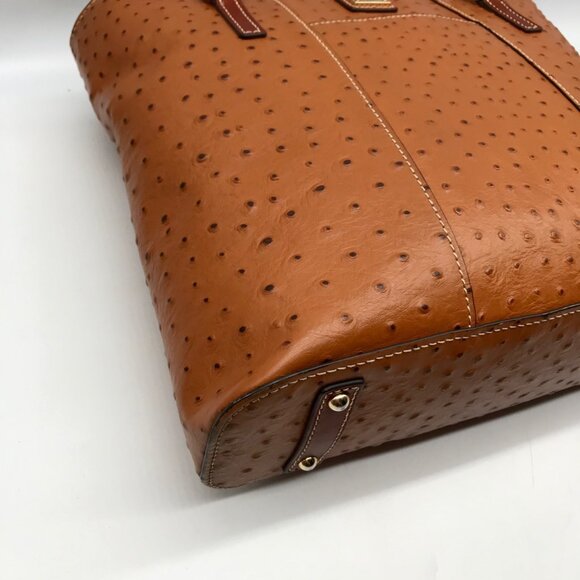 Dooney & Bourke Brown Ostritch Leather Embossed Lexington Tote Bag - Picture 7 of 11